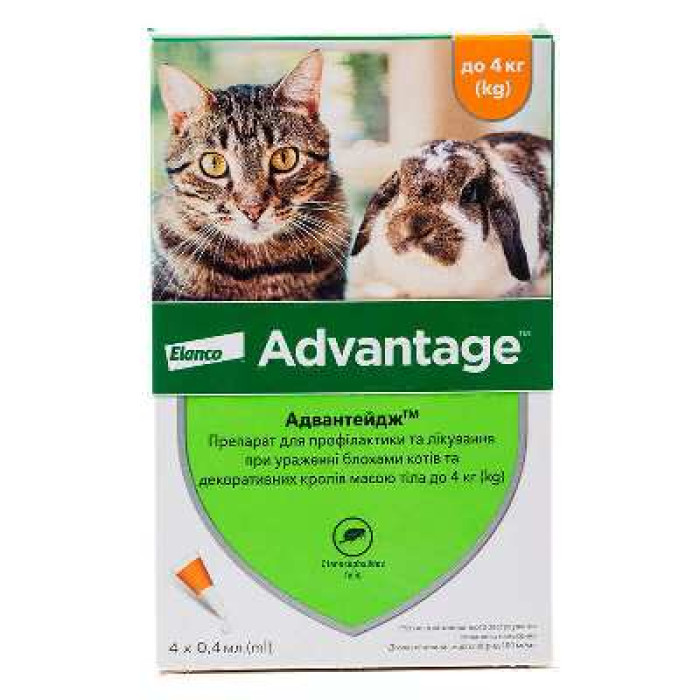Advantage (Адвантейдж) by Elanco - Протипаразитарні краплі Адвантейдж від бліх для котів і кролів (1 піпетка)