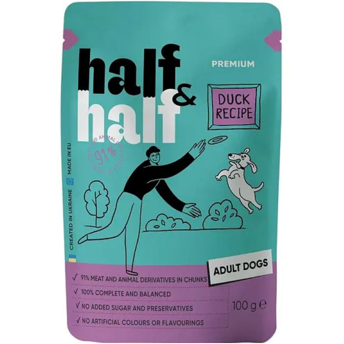 Корм вологий Half&amp;amp;Half Duck in Gravy for Adult Dogs шматочки качки в соусі для дорослих собак 100