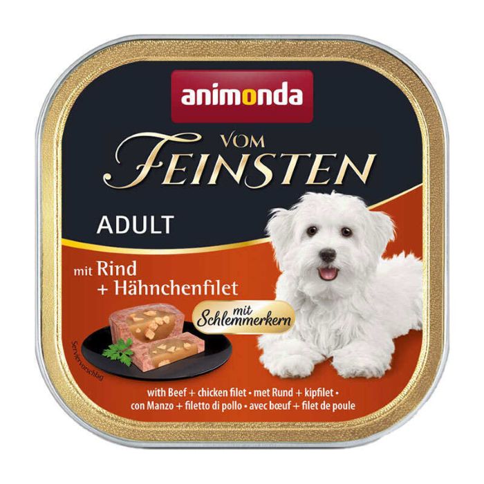 Animonda (Анімонда) Vom Feinsten Adult with Beef chicken filet – Консервований корм з яловичиною та куркою для собак (паштет зі шматочками)