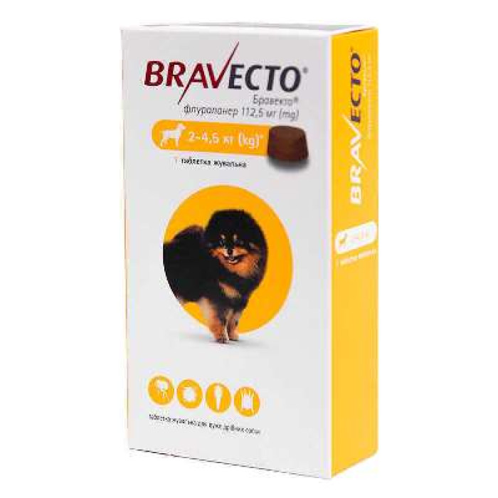 Bravecto (Бравекто) by MSD Animal Health - Протипаразитарні жувальні таблетки від бліх і кліщів для собак (1 таблетка)