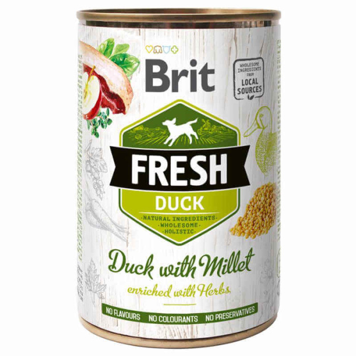 Brit Fresh Duck and Millet - Canned food with duck and millet for dogs