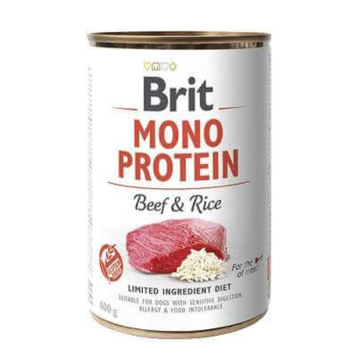 Brit Mono Protein Beef and Rice – Гіпоалергенні консерви для собак з яловичиною та рисом, 400 г.