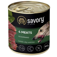Savory Dog Gourmand 4 meats - Вологий корм з чотирма видами м'яса для дорослих собак гурманів всіх порід