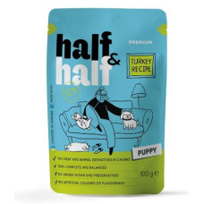 Корм вологий Half and Half, Turkey in Gravy for Puppy, шматочки індички в соусі для цуценят, 100 г