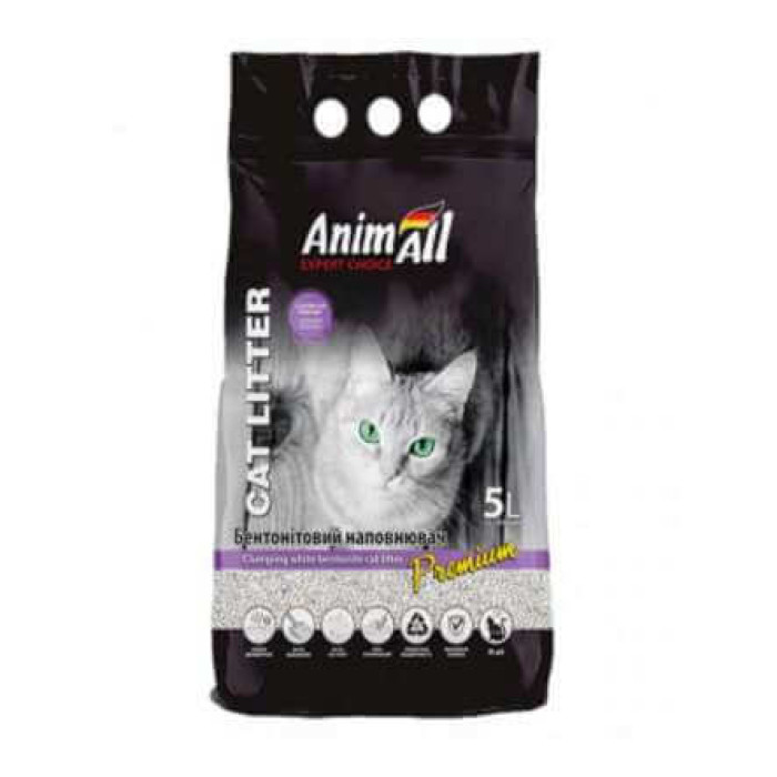 AnimAll Cat Litter Premium Lavender — бентонитовый наполнитель с ароматом лаванды