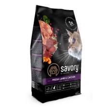 Корм сухой Savory Adult Cat Steril Fresh Lamb and Chicken для стерилизованных кошек с ягнятиной и курицей