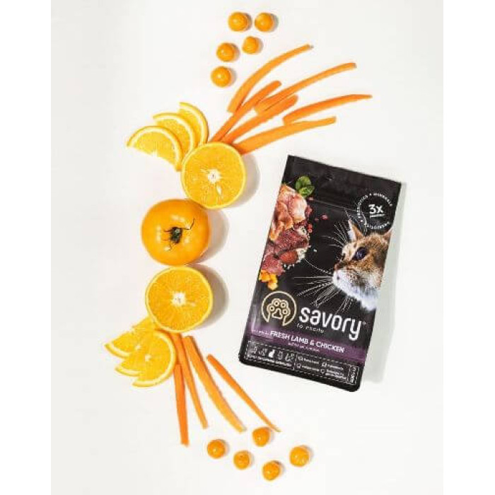 Savory Adult Cat Steril Fresh Lamb and Chicken dry food for sterilized cats with lamb and chicken
